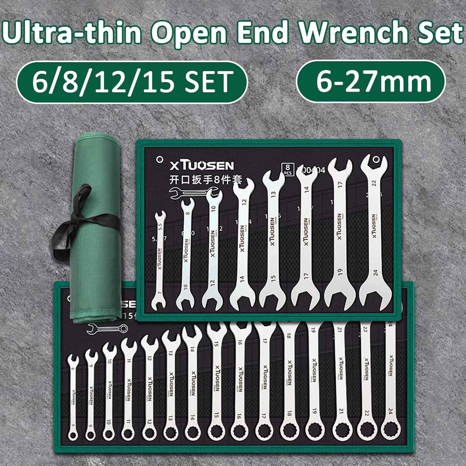 Ultra-Thin Open End Wrench Set 6-27Mm Plum Wrenches Combination Universal Dual Heads Plum Spanner Set Car Repairing Tools