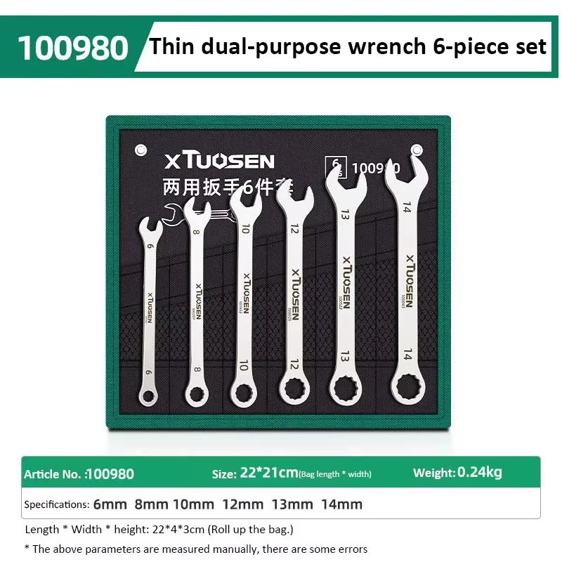 Ultra-Thin Open End Wrench Set 6-27Mm Plum Wrenches Combination Universal Dual Heads Plum Spanner Set Car Repairing Tools