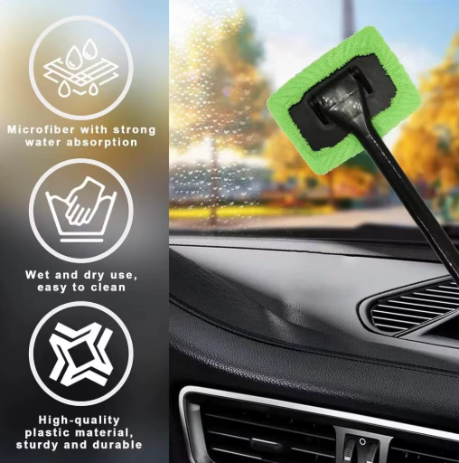Car Windshield Cleaning Brush Tool – Interior Window Cleaner with Long Handle