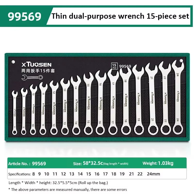 Ultra-Thin Open End Wrench Set 6-27Mm Plum Wrenches Combination Universal Dual Heads Plum Spanner Set Car Repairing Tools